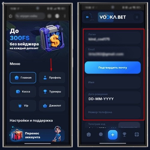 Верификация в Vodka Casino